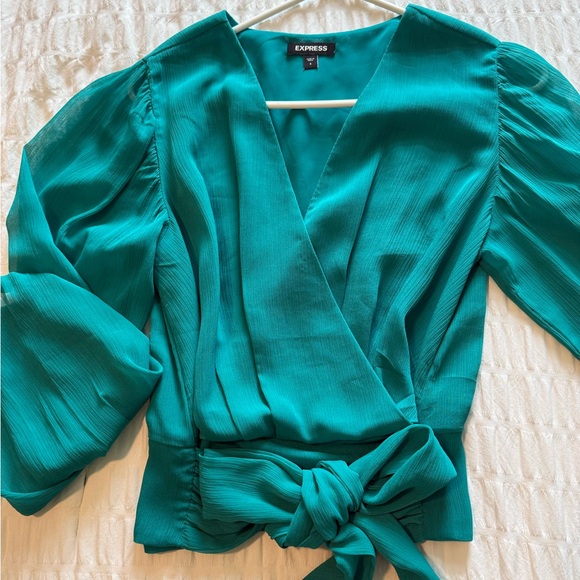 Express Tops - Express Turquoise Wrap Blouse
